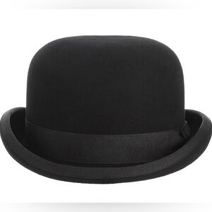 GEMVIE Black Wool Derby  Bowler Hat sz  59 L costume men women unisex